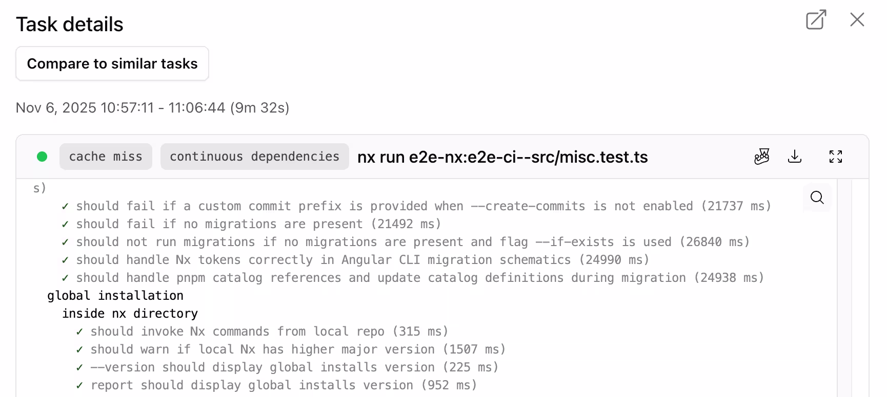 Screenshot of structured logs in Nx